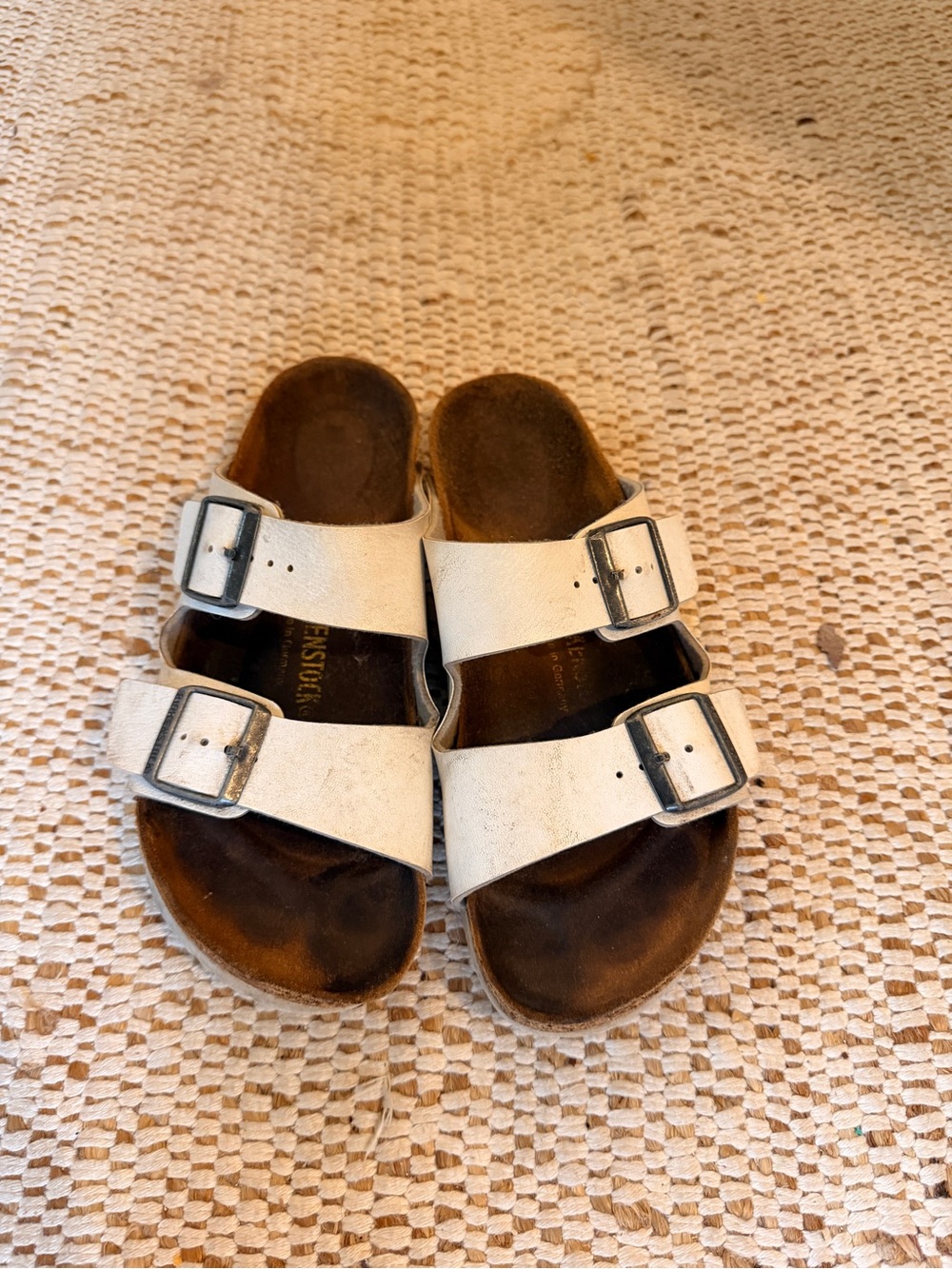 Birkenstock Arizona White Double-Buckle Slide Sandals 39